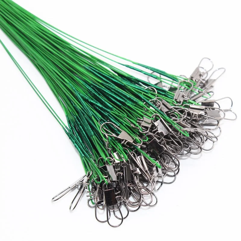 all-weather fishing clothing 20pcs Fishing Line Steel Wire Leader with Swivel