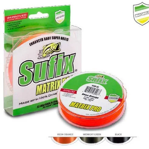 Sufix Matrix Pro High Performance Braided Line | 100Mt / 110Yd | Neon Orange| 6 Connected Spools |