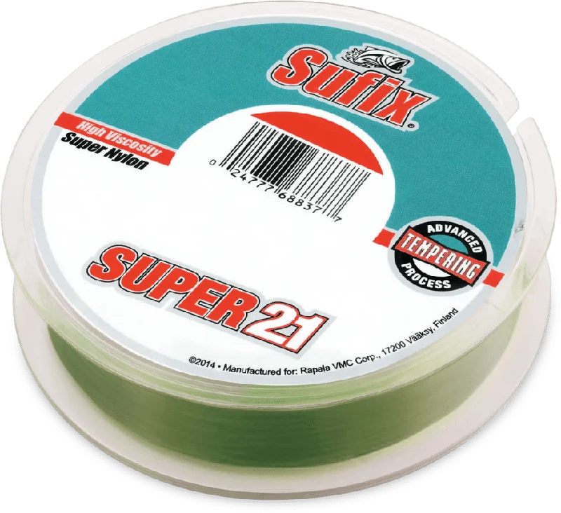 Sufix Super 21 Nylon Monofilament Line | 100Mt / 110Yd | Low-Vis Green | 10 Connected Spools |