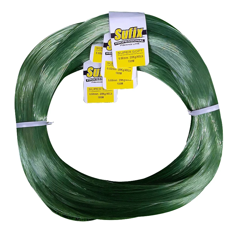 Sufix Super Soft Monofilament Line |100Mt / 110Yd | Clear | Green | 5 Connected Spools |