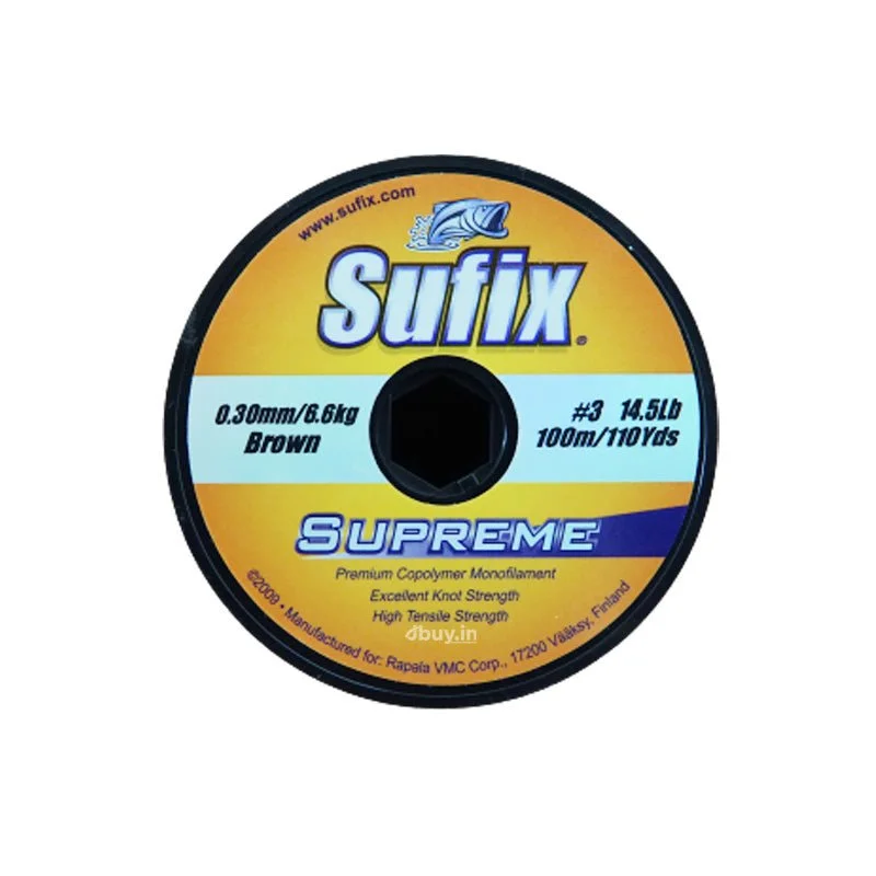 Sufix Supreme Copolymer Monofilament Line | 100Mt / 110Yd | Brown | Dark Green | 10 Connected Spools |