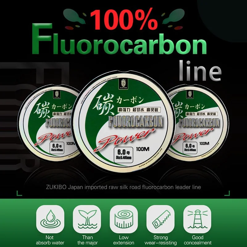 ZUKIBO Fluorocarbon Fishing Line 50M-100M