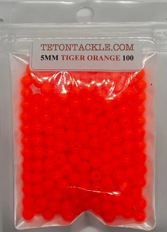 lightweight fishing pontoons inflatable Beads -100-Pack Premium Tiger Orange 5mm Beads